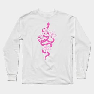 pink floral snake Long Sleeve T-Shirt